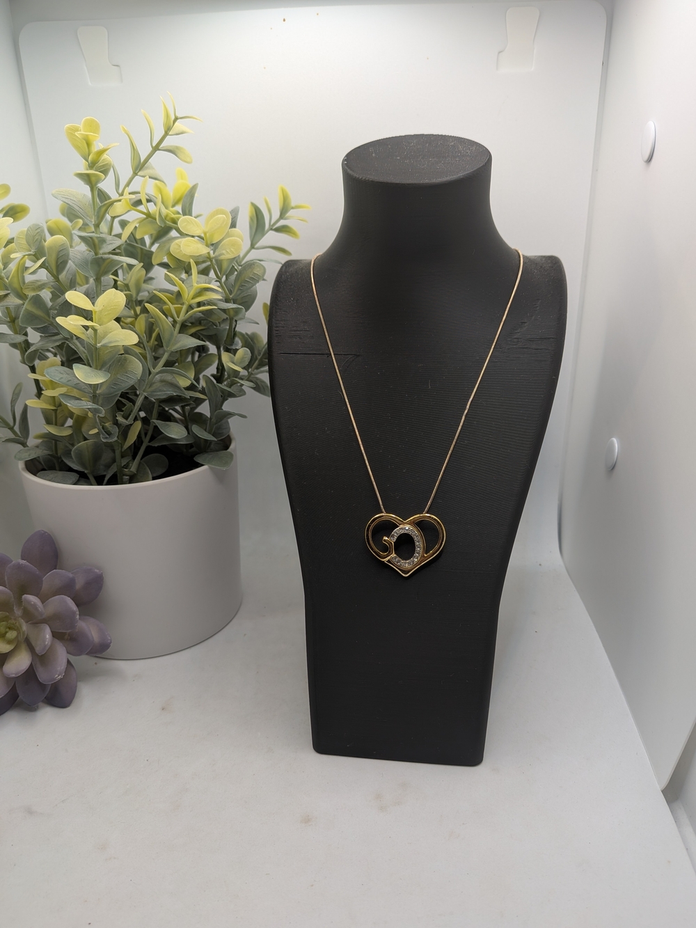 GOD Love Gold Heart Pendant Necklace with Crystal Accent - Women Jewelry